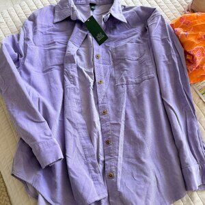 Wild Fable Corduroy Shirt Women M Oversized Purple Button Up Cotton Soft Cozy To